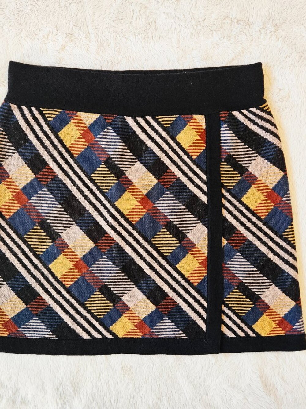 Title Nine Women's Wrap Plaid mini-skirt  "That’s A Wrap" Merino Wool Blend Sz M